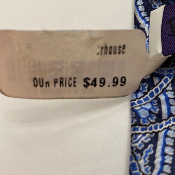 Burma Bibas mens wearhouse blue white paisley 100% silk length 29 inches - Picture 5 of 6